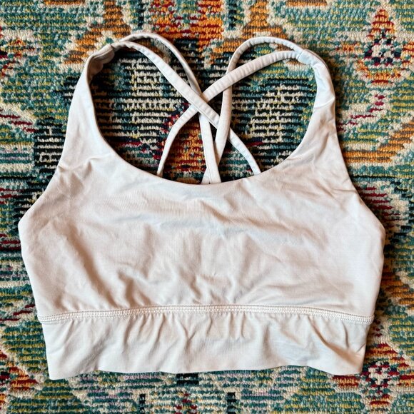 Lululemon White Energy Bra Long Line Size 6 - Picture 1 of 4